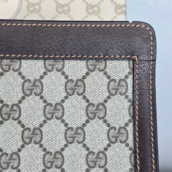 Vintage GUCCI Parfums GG Monogram Large Pouch Clutch Web Stripe NIB Italy 12
